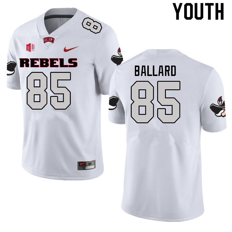 Youth #85 Patrick Ballard UNLV Rebels College Football Jerseys Sale-White - Click Image to Close